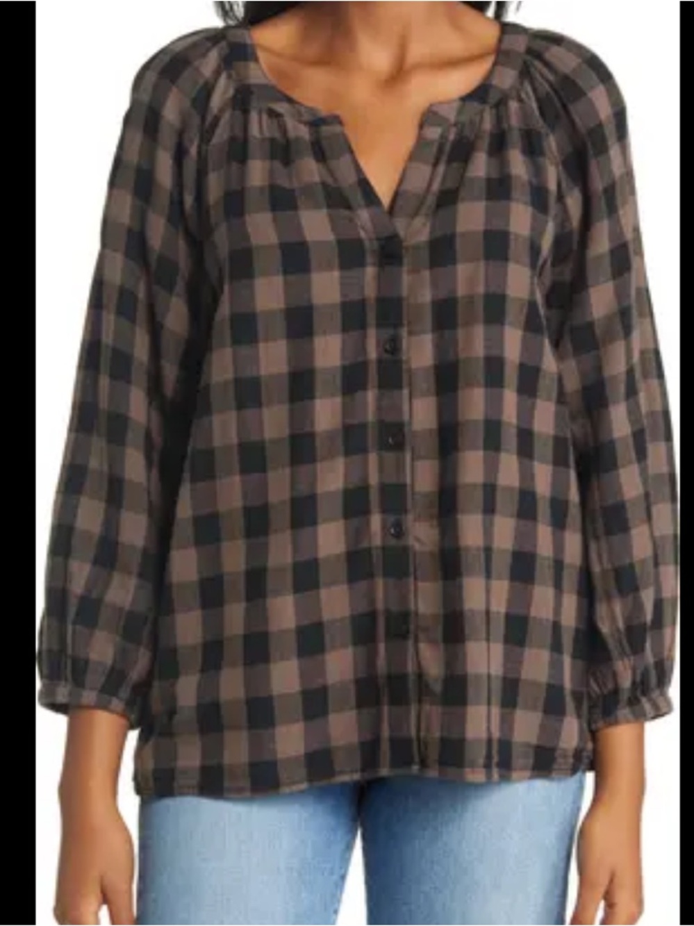 Anthropologie By Beach Lunch Lounge Check Cotton Top NWOT